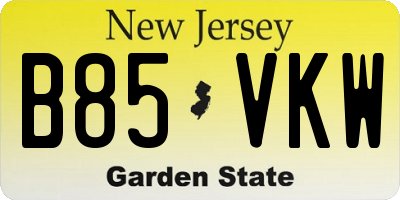 NJ license plate B85VKW