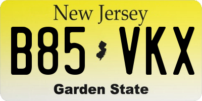 NJ license plate B85VKX