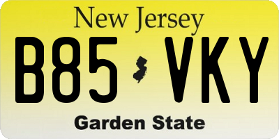 NJ license plate B85VKY