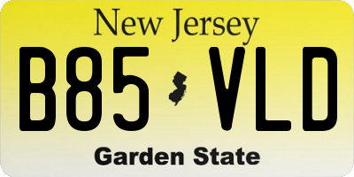 NJ license plate B85VLD