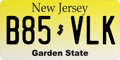 NJ license plate B85VLK