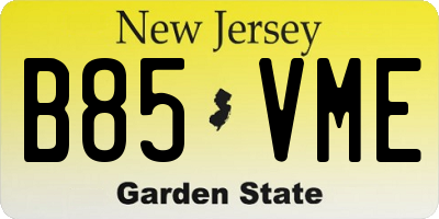 NJ license plate B85VME