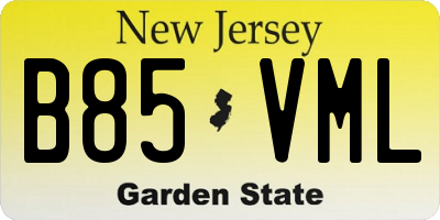 NJ license plate B85VML