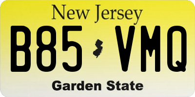 NJ license plate B85VMQ