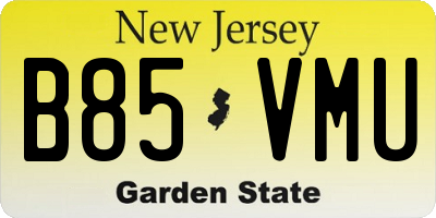 NJ license plate B85VMU