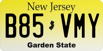 NJ license plate B85VMY