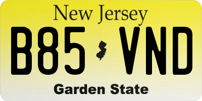 NJ license plate B85VND