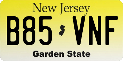 NJ license plate B85VNF