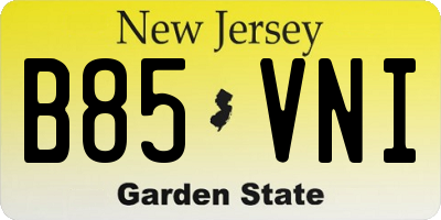 NJ license plate B85VNI