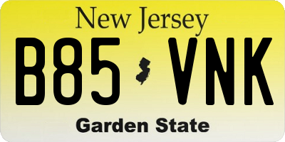NJ license plate B85VNK