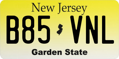 NJ license plate B85VNL