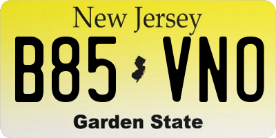 NJ license plate B85VNO