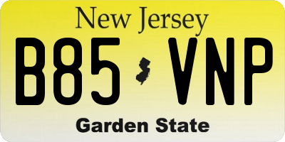 NJ license plate B85VNP