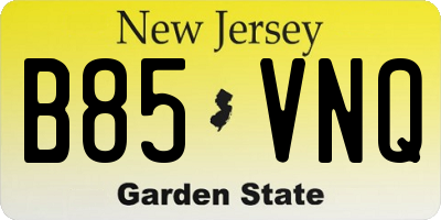 NJ license plate B85VNQ