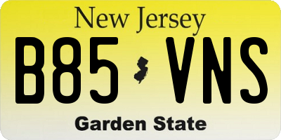 NJ license plate B85VNS