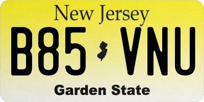 NJ license plate B85VNU