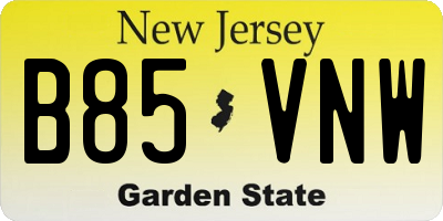 NJ license plate B85VNW