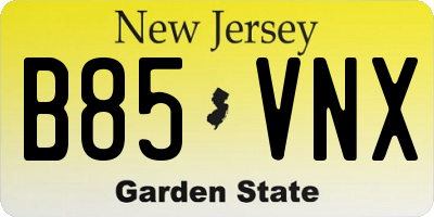 NJ license plate B85VNX