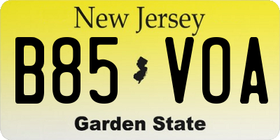 NJ license plate B85VOA
