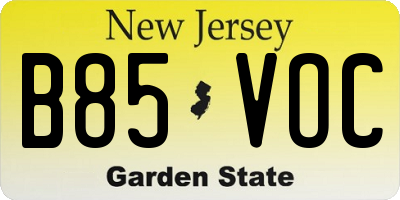 NJ license plate B85VOC