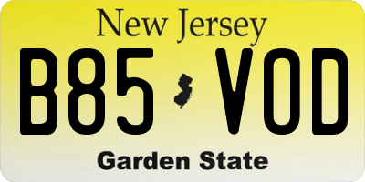 NJ license plate B85VOD