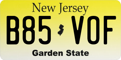NJ license plate B85VOF