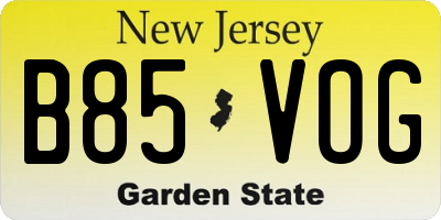 NJ license plate B85VOG