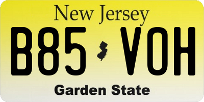 NJ license plate B85VOH