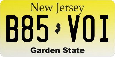 NJ license plate B85VOI