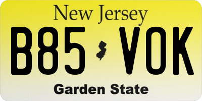 NJ license plate B85VOK