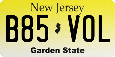 NJ license plate B85VOL