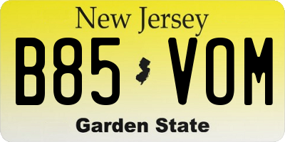 NJ license plate B85VOM