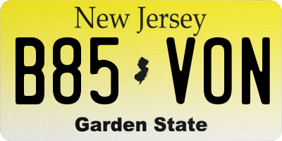 NJ license plate B85VON