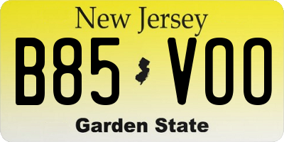 NJ license plate B85VOO