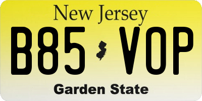NJ license plate B85VOP