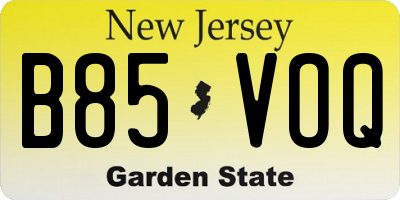 NJ license plate B85VOQ
