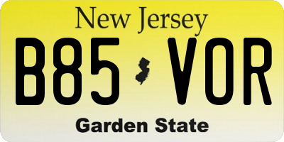 NJ license plate B85VOR