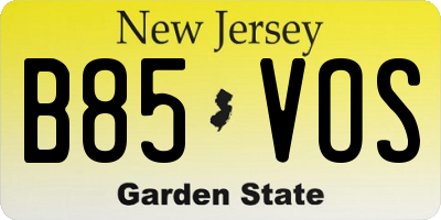 NJ license plate B85VOS
