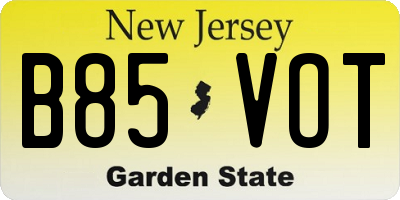 NJ license plate B85VOT