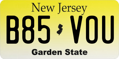 NJ license plate B85VOU