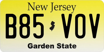 NJ license plate B85VOV