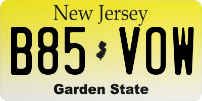 NJ license plate B85VOW