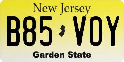 NJ license plate B85VOY