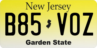 NJ license plate B85VOZ