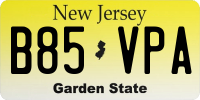 NJ license plate B85VPA