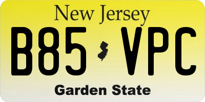 NJ license plate B85VPC