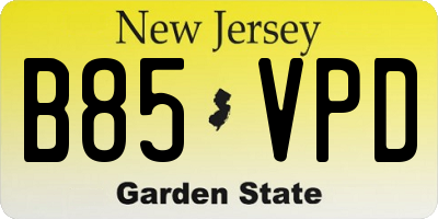NJ license plate B85VPD