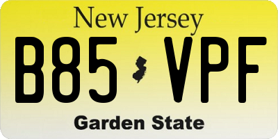 NJ license plate B85VPF