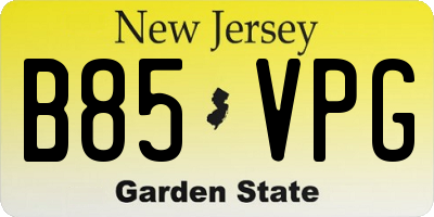 NJ license plate B85VPG