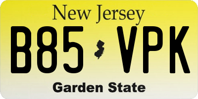 NJ license plate B85VPK